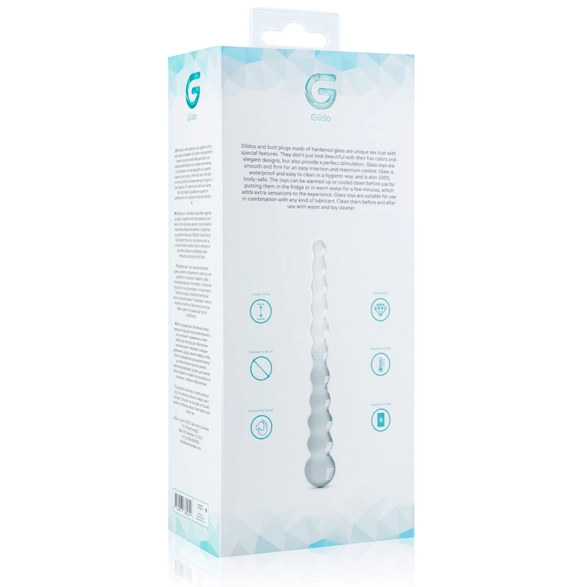 Transparante glazen dildo voor gebruik met waterbasis en siliconenbasis glijmiddel