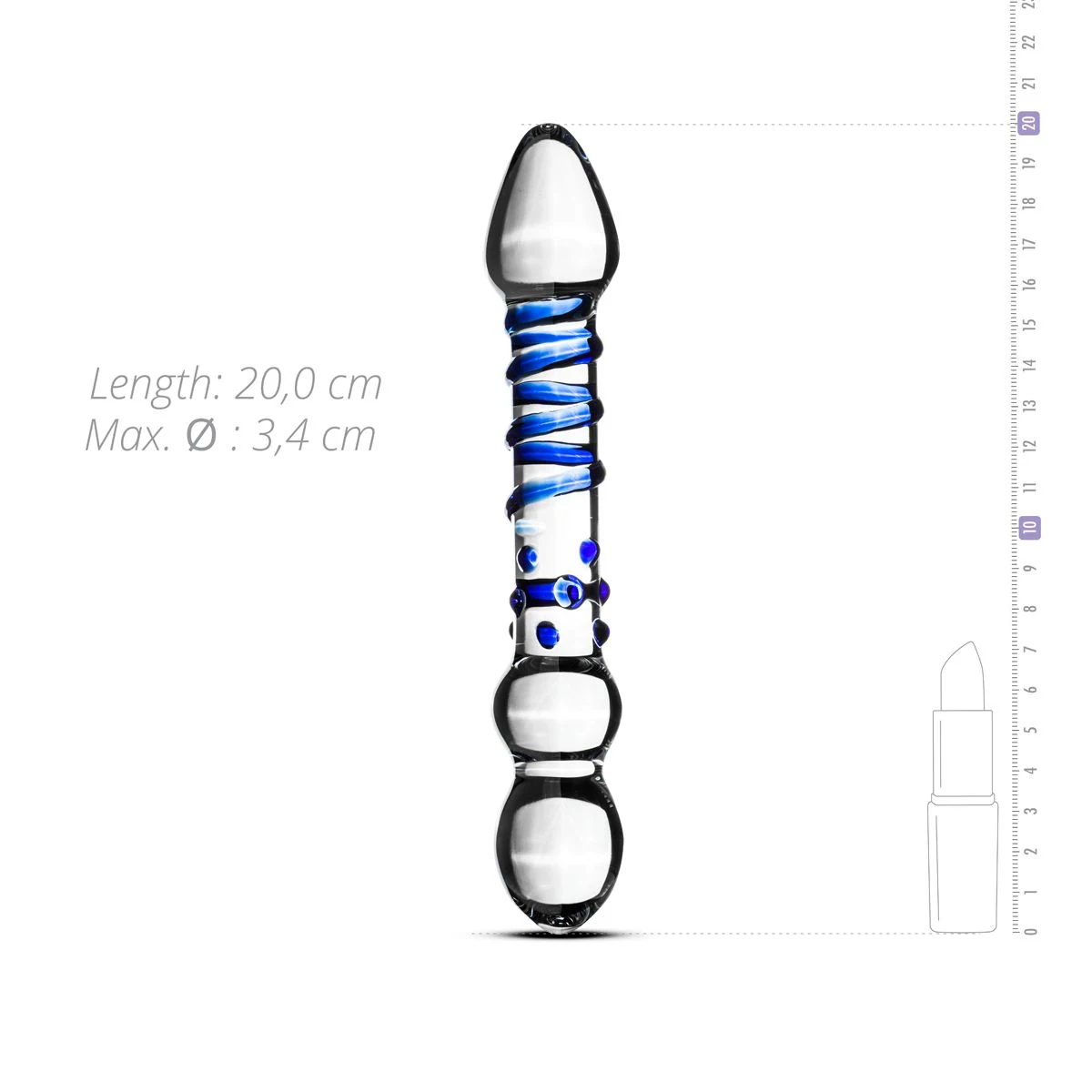 Gildo No. 21 glazen dildo met geribbelde en genopte structuur voor extra sensatie