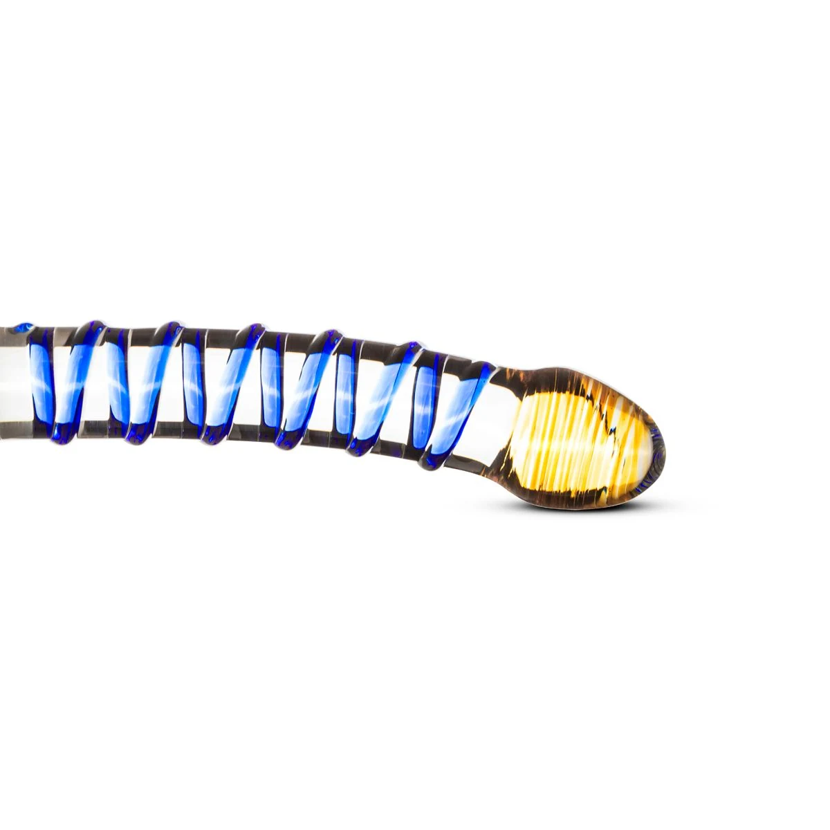 Glazen G-Spot prostaatdildo van Gildo met gebogen schacht en ribbels