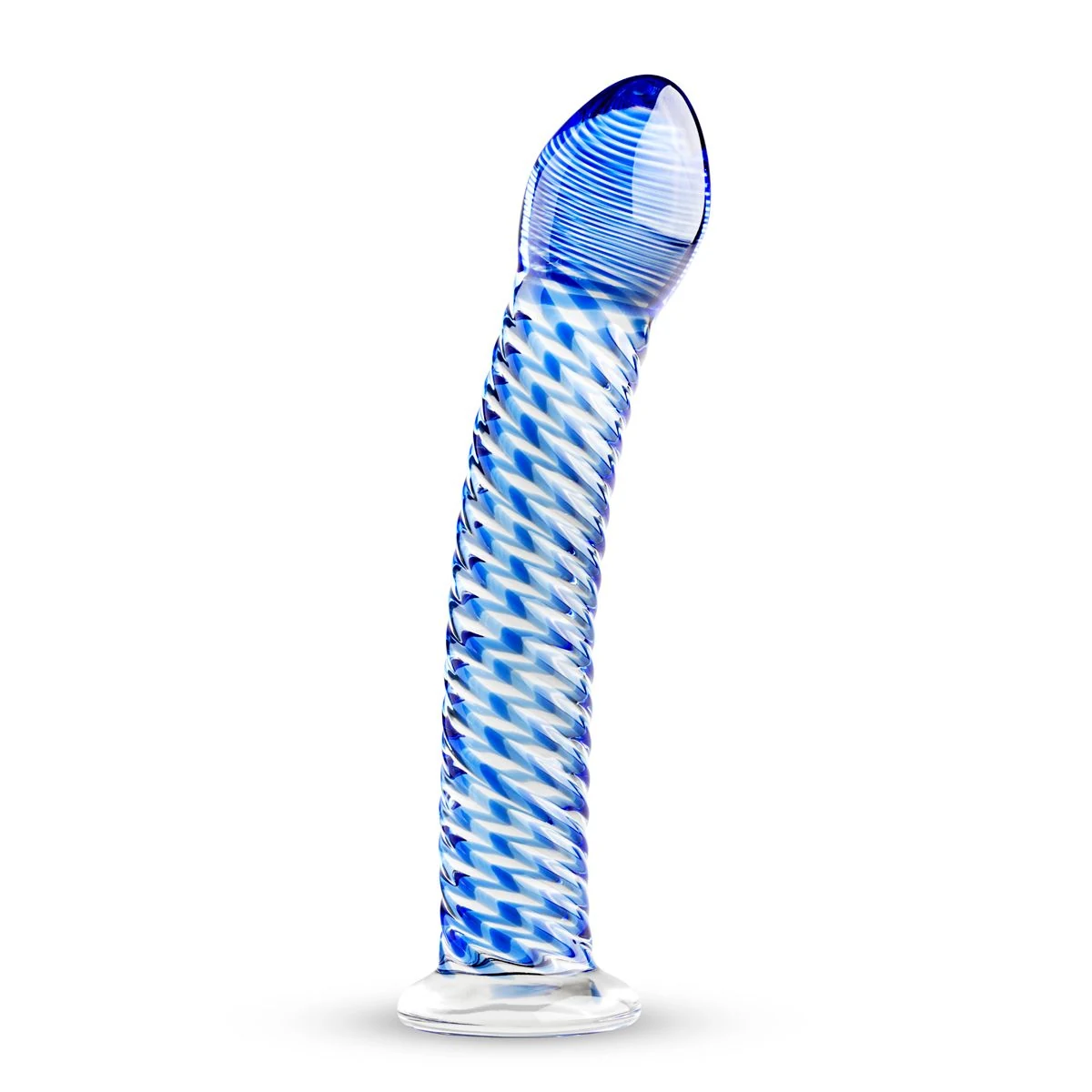 Gildo glazen G-spot prostaatdildo No. 5 van 18 cm met blauwe details