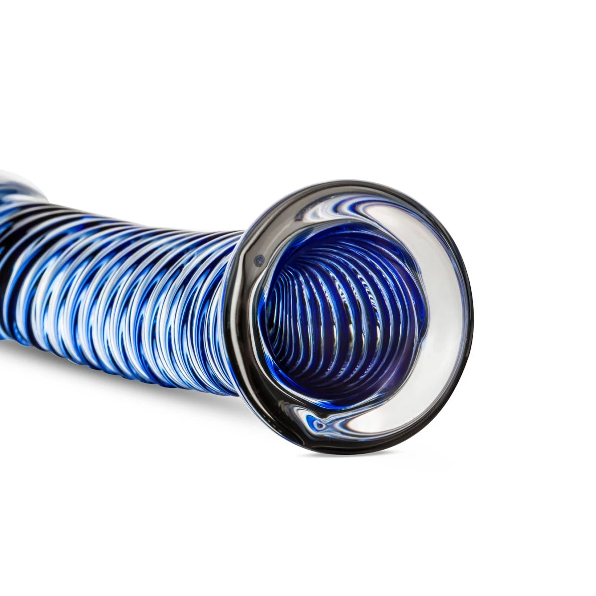 Transparante glazen G-spot prostaatdildo van Gildo met geribbelde schacht
