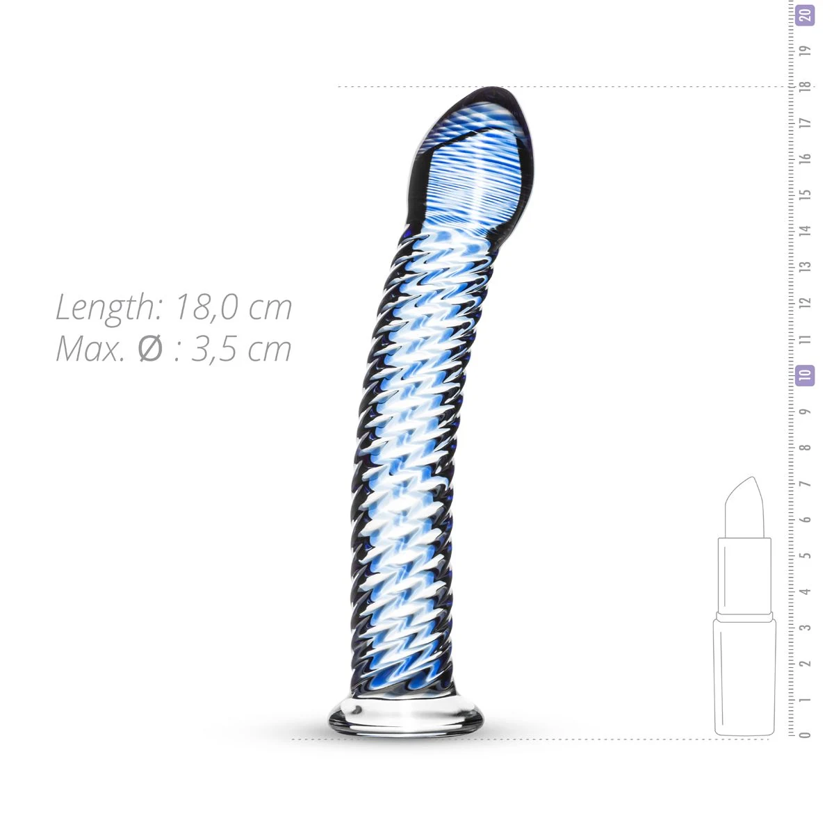 Gildo glazen dildo met gebogen top voor G-spot en prostaatstimulatie