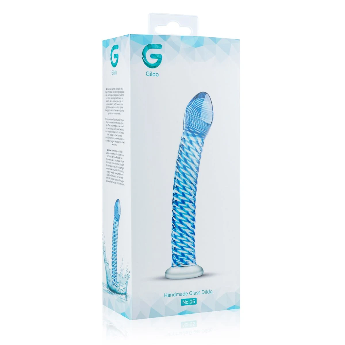 Glazen dildo van Gildo met maximale diameter 35 mm en minimale diameter 28 mm