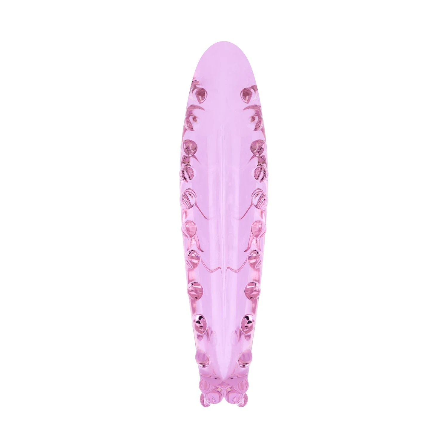 Roze tentakel dildo van glas, 38 mm breed en 24 mm hoog