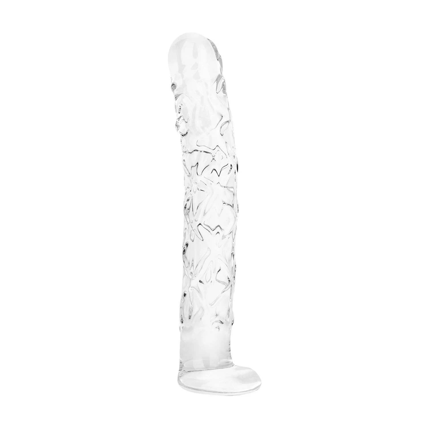 Gildo No. 36 transparante glazen dildo met ribbels en nopjes, lengte 19 cm