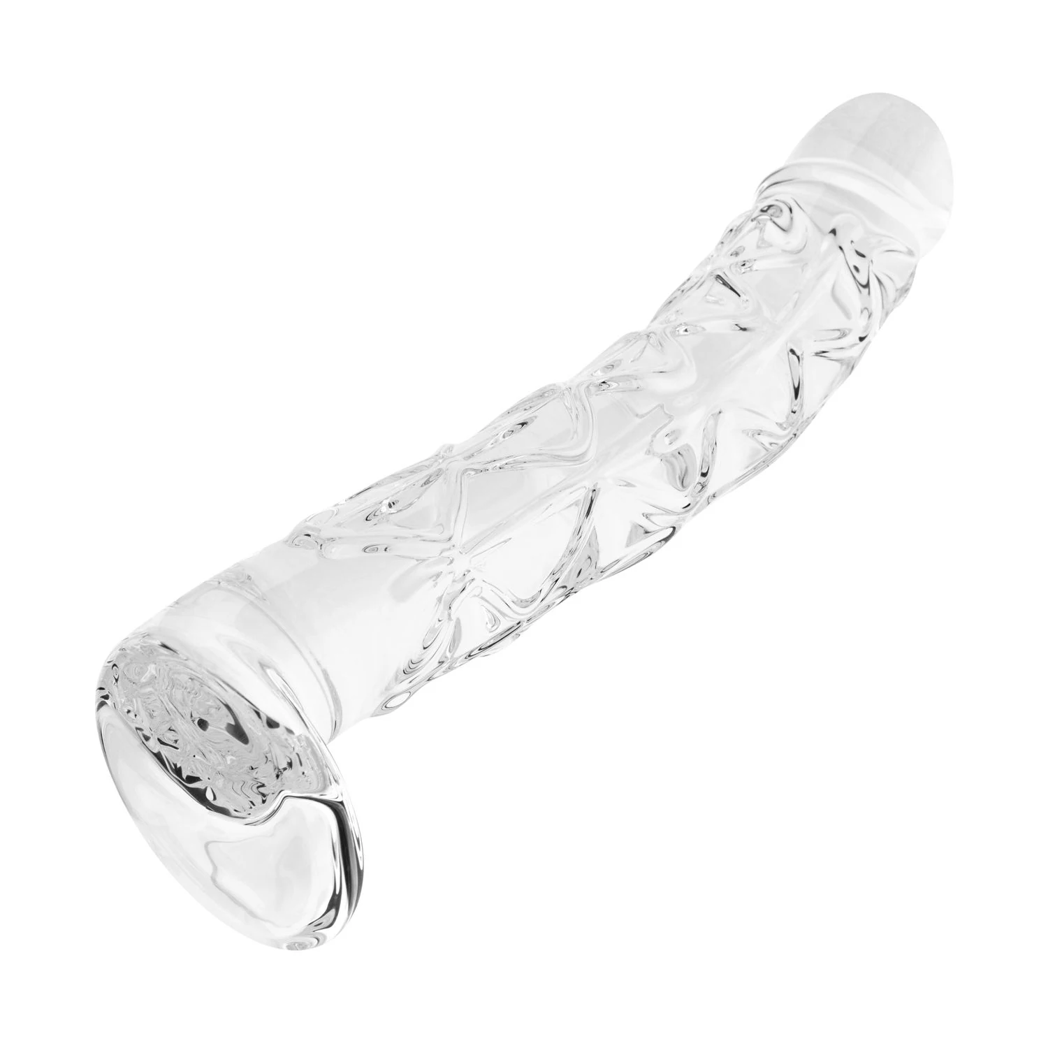 Glazen dildo met ribbels en nopjes, unisex model van Gildo