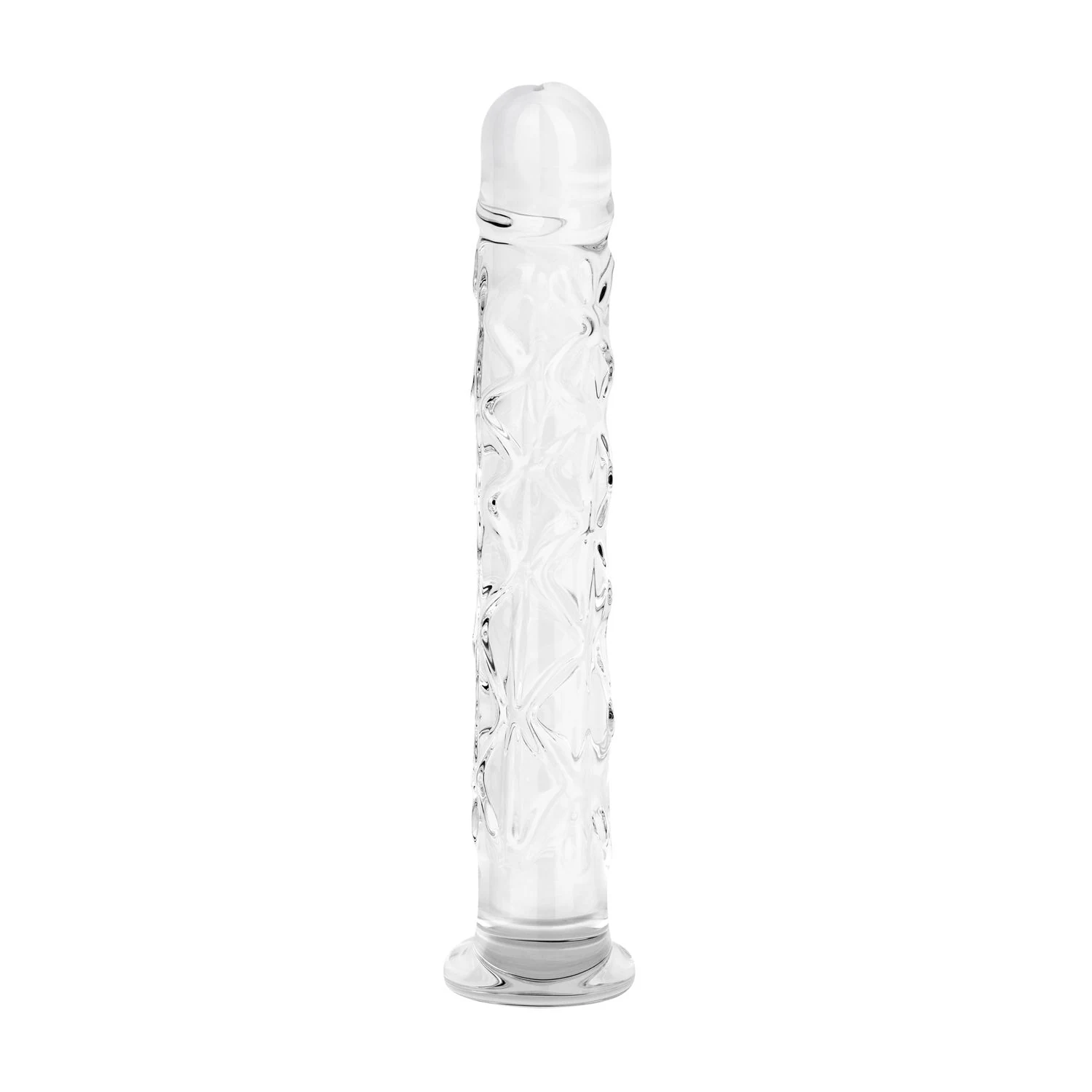 Glazen dildo met ribbels en nopjes voor vaginaal en anaal gebruik