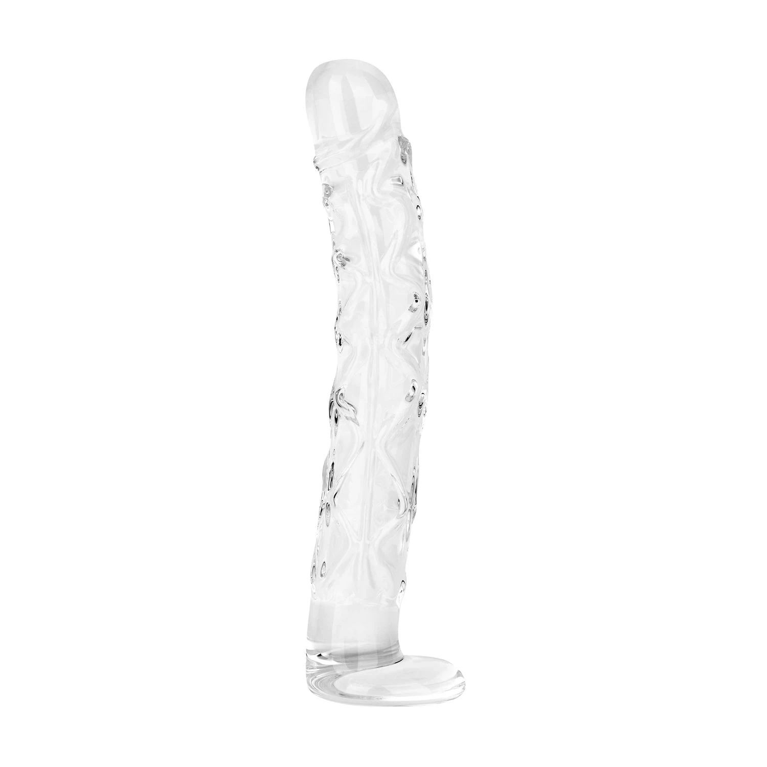 Gildo No. 36 glazen dildo met getextureerde schacht en transparante kleur
