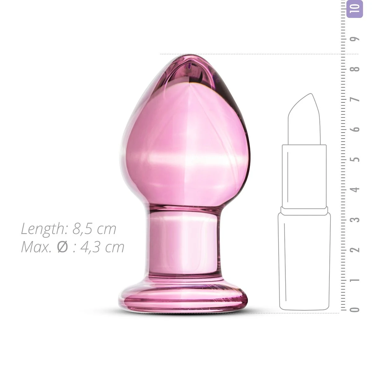 Gildo glazen buttplug roze met maximale diameter 43 mm