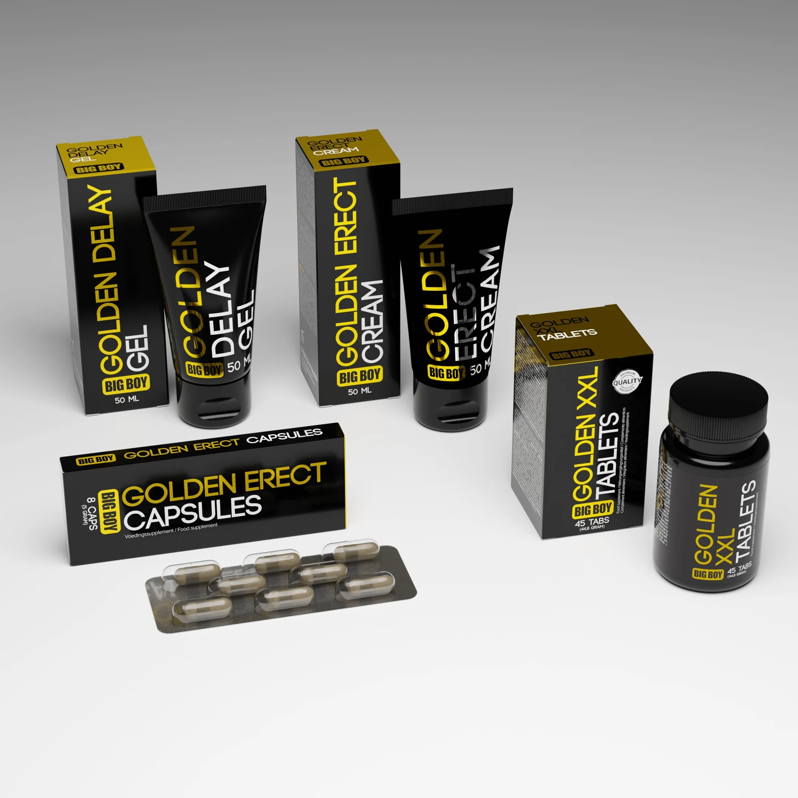 Golden Erectie Pillen in goudkleurige uitvoering, 8 stuks