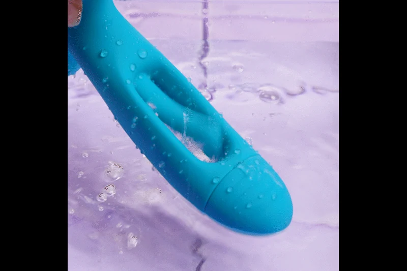 Turquoise G-spot vibrator Gina met tappen en vibratie