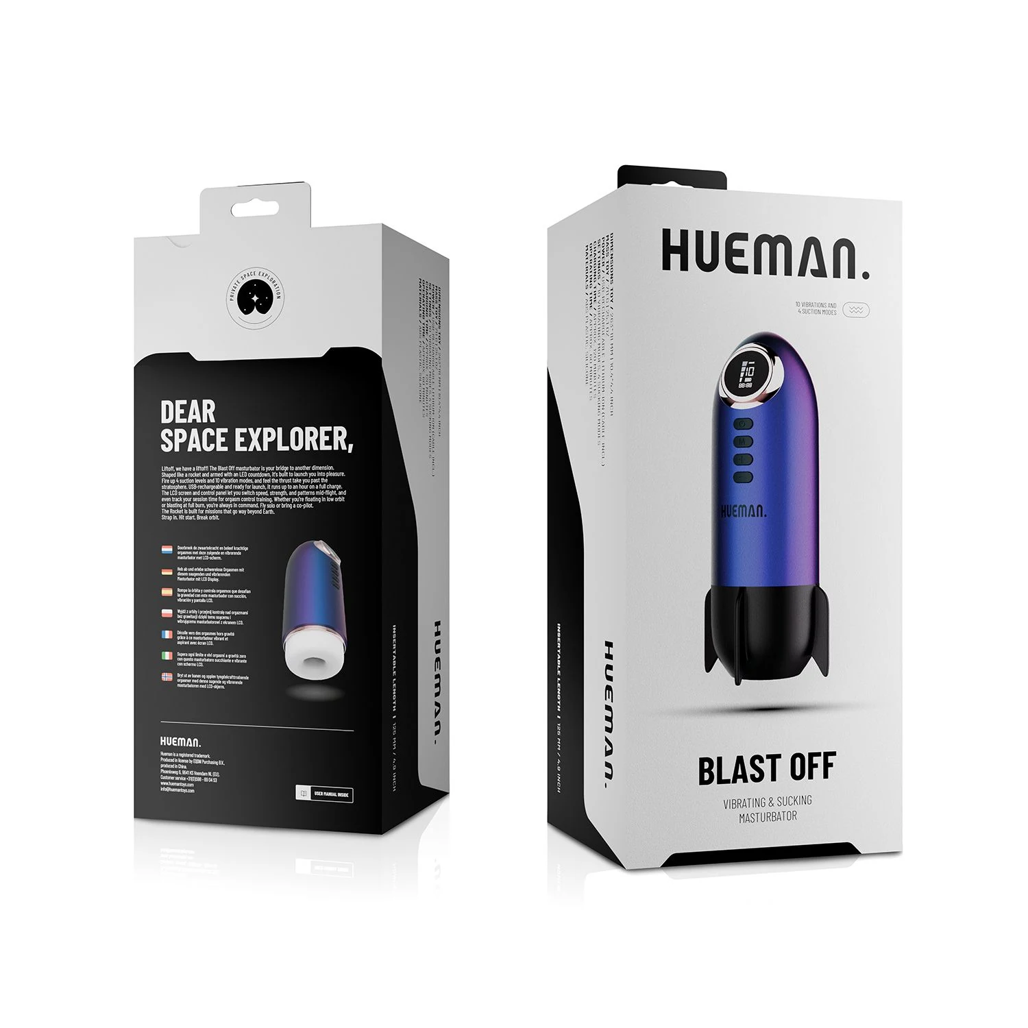 Hueman Rocket Masturbator met combinatie van vibratie en zuiging
