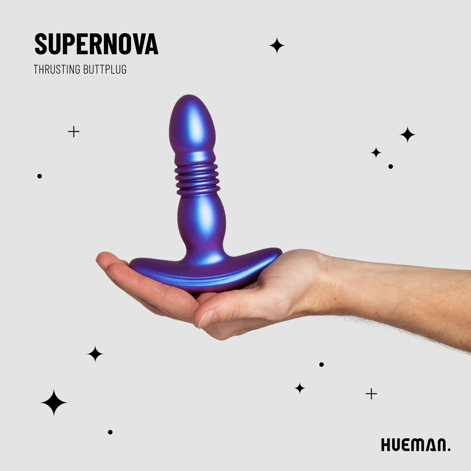 Paarse stotende buttplug van Hueman voor anale stimulatie