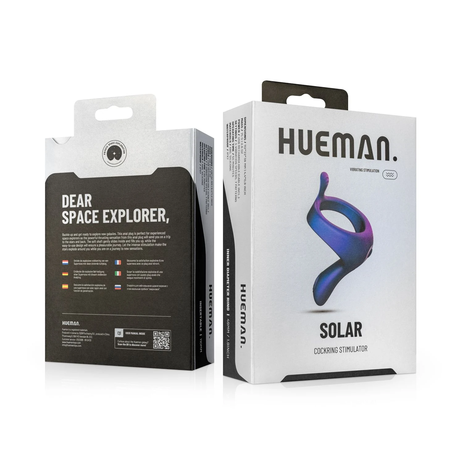 Hueman cockring met uitstekend vibrerend gedeelte