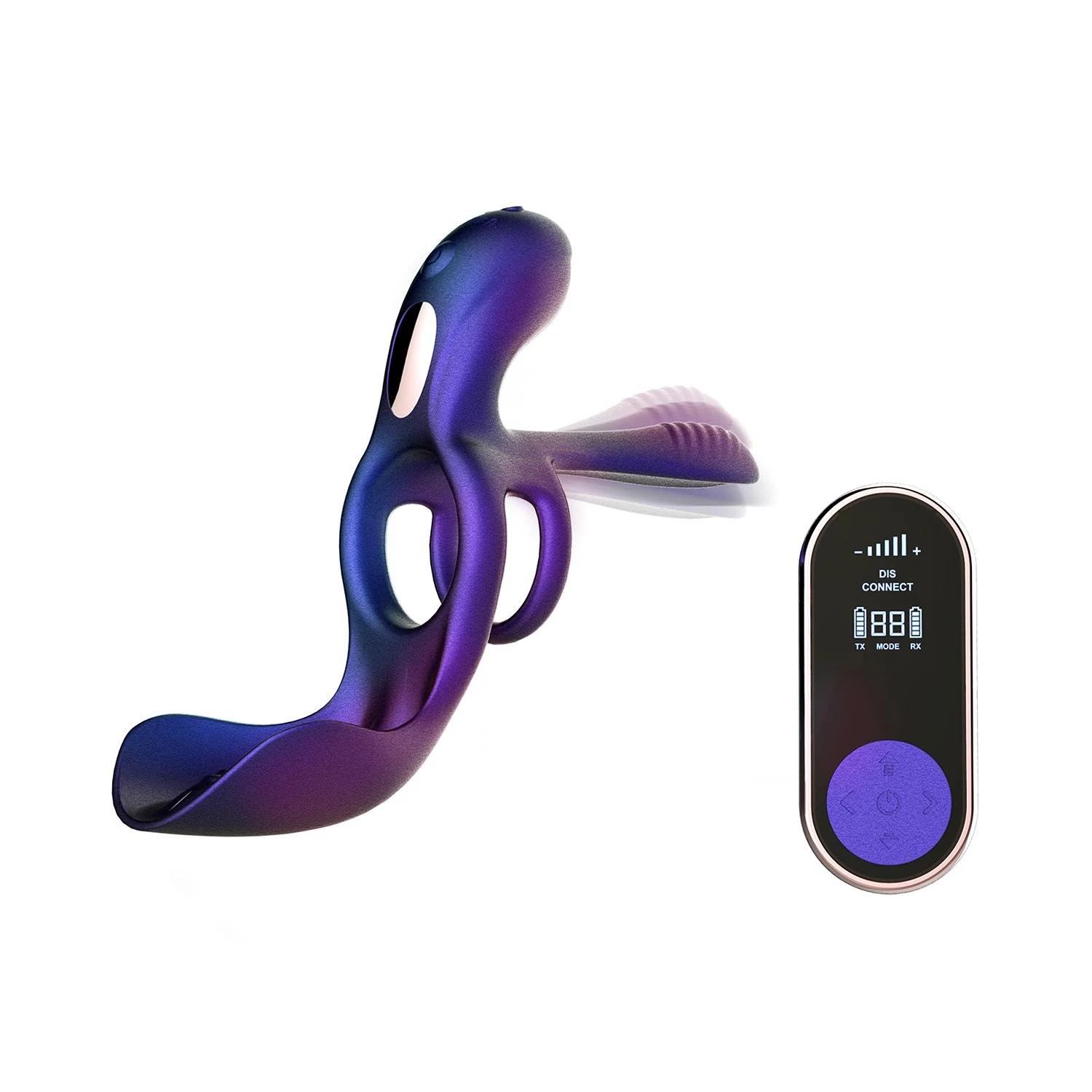 Hueman Zenith 3-in-1 cockring in paars met afstandsbediening
