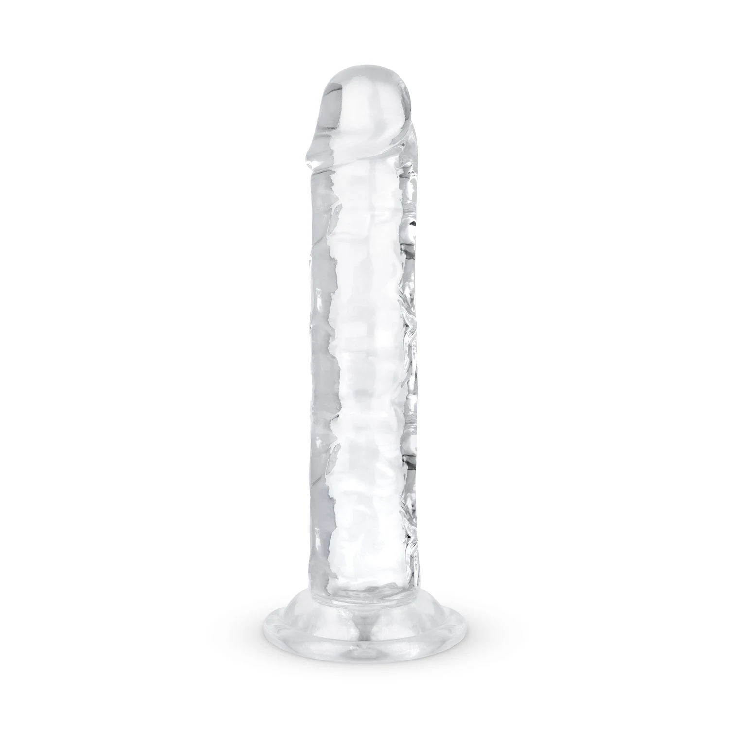 Jelly dildo zonder ballen met geaderde structuur