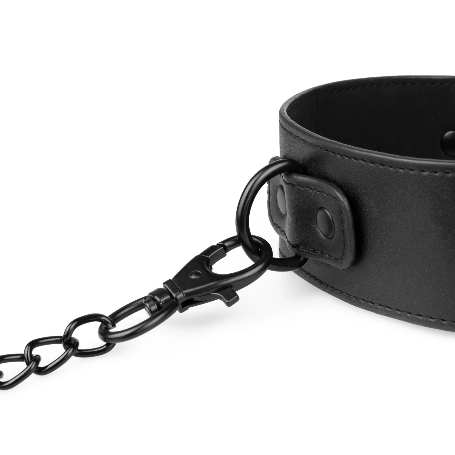 Unisex kunstleren halsband met lange metalen ketting