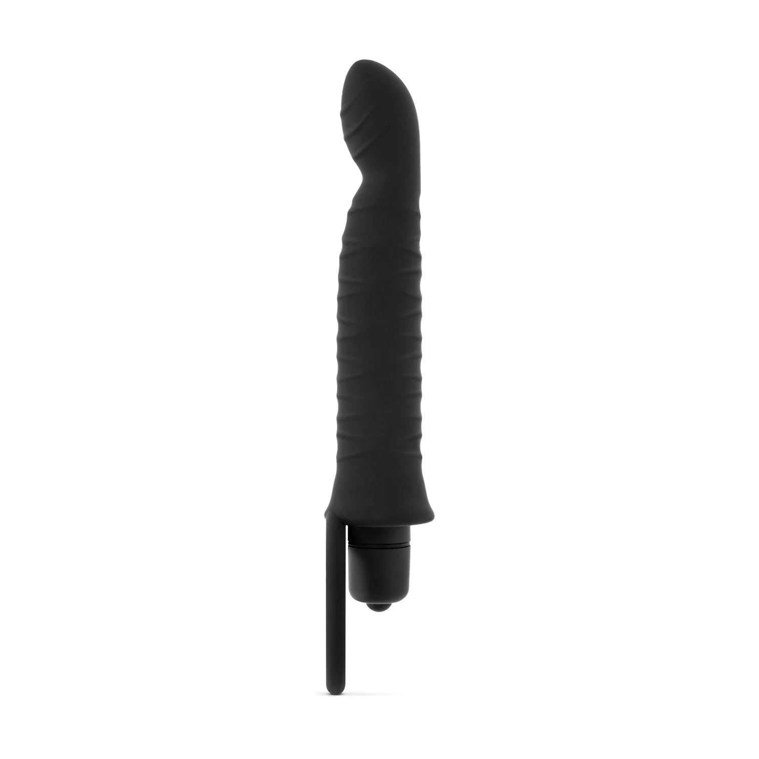 Vibrerende dildo met penisring met geribbelde schacht
