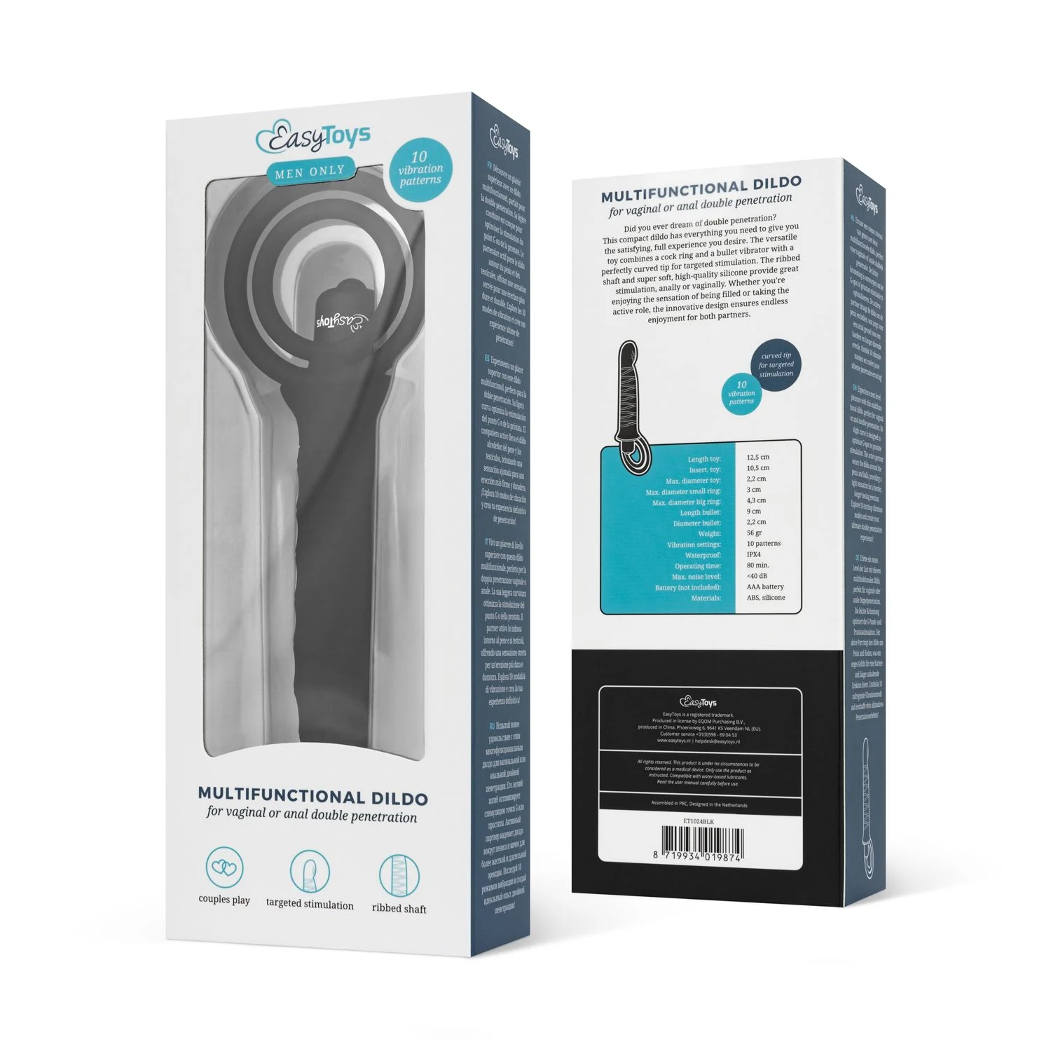 Vibrerende dildo met penisring met 10 vibratiepatronen