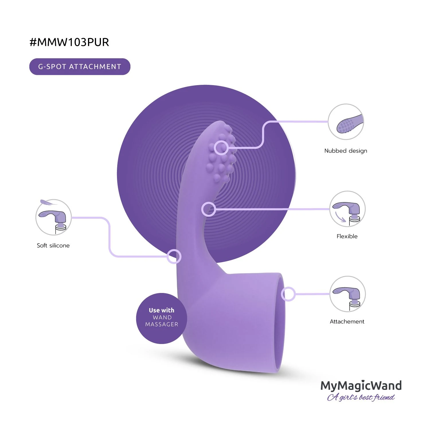 MyMagicWand G-Spot/Prostaat Opzetstuk paars, maat 6
