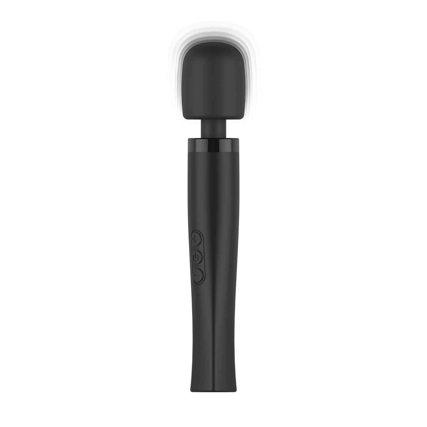 Zwarte MyMagicWand wand vibrator met pushbutton bediening