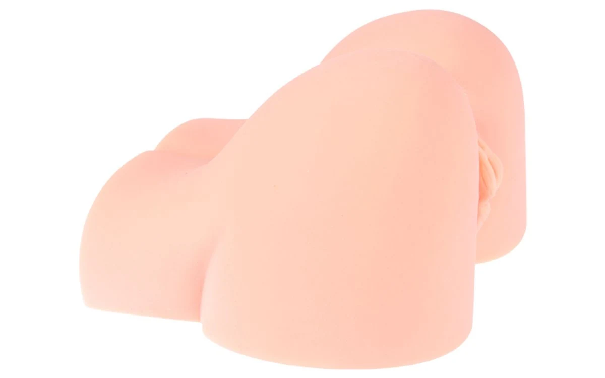 Beige Olivia masturbator, rekbaar model met penetratie mogelijk en twee openingen