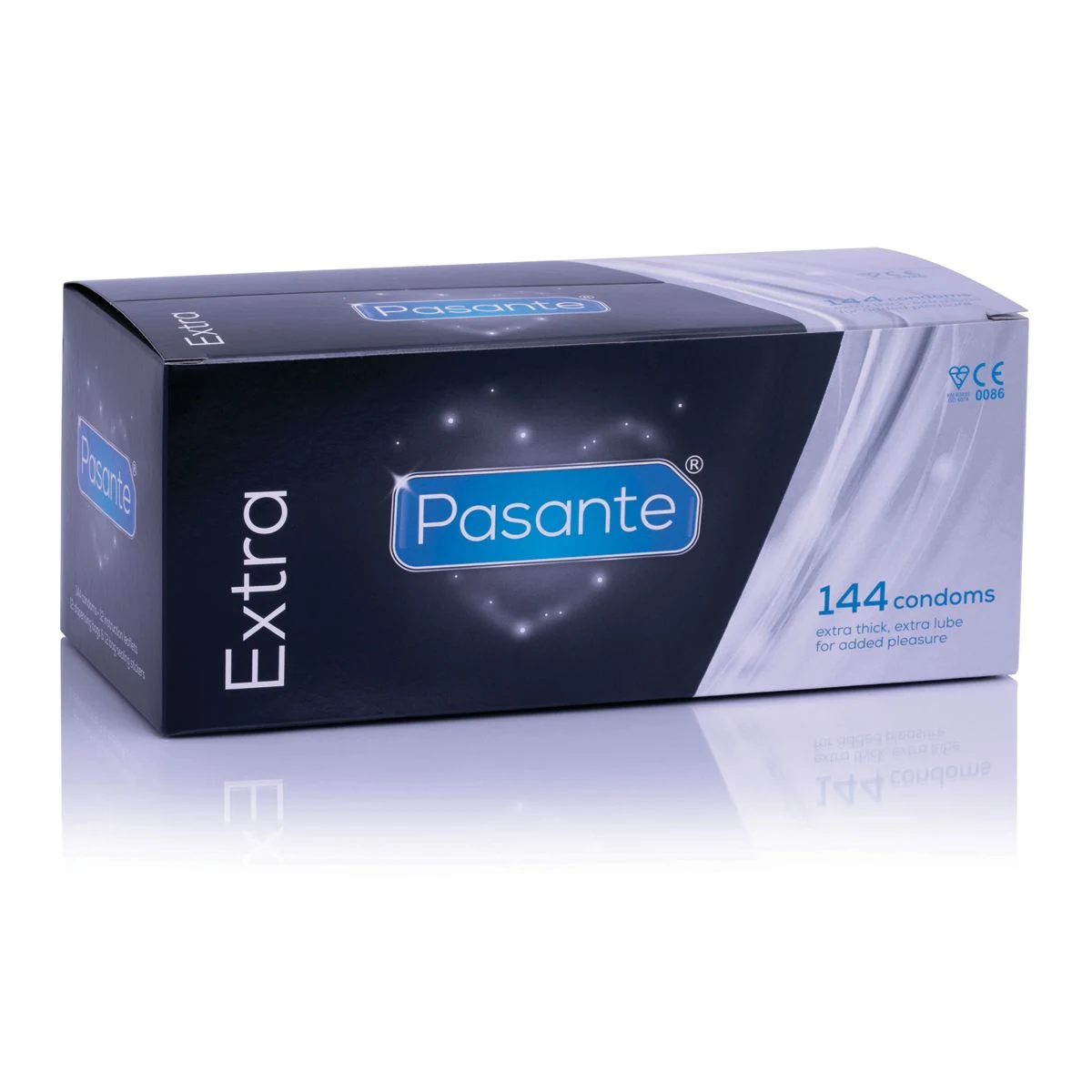 Pasante Extra Condooms 144 stuks, extra sterk met extra glijmiddel en reservoir