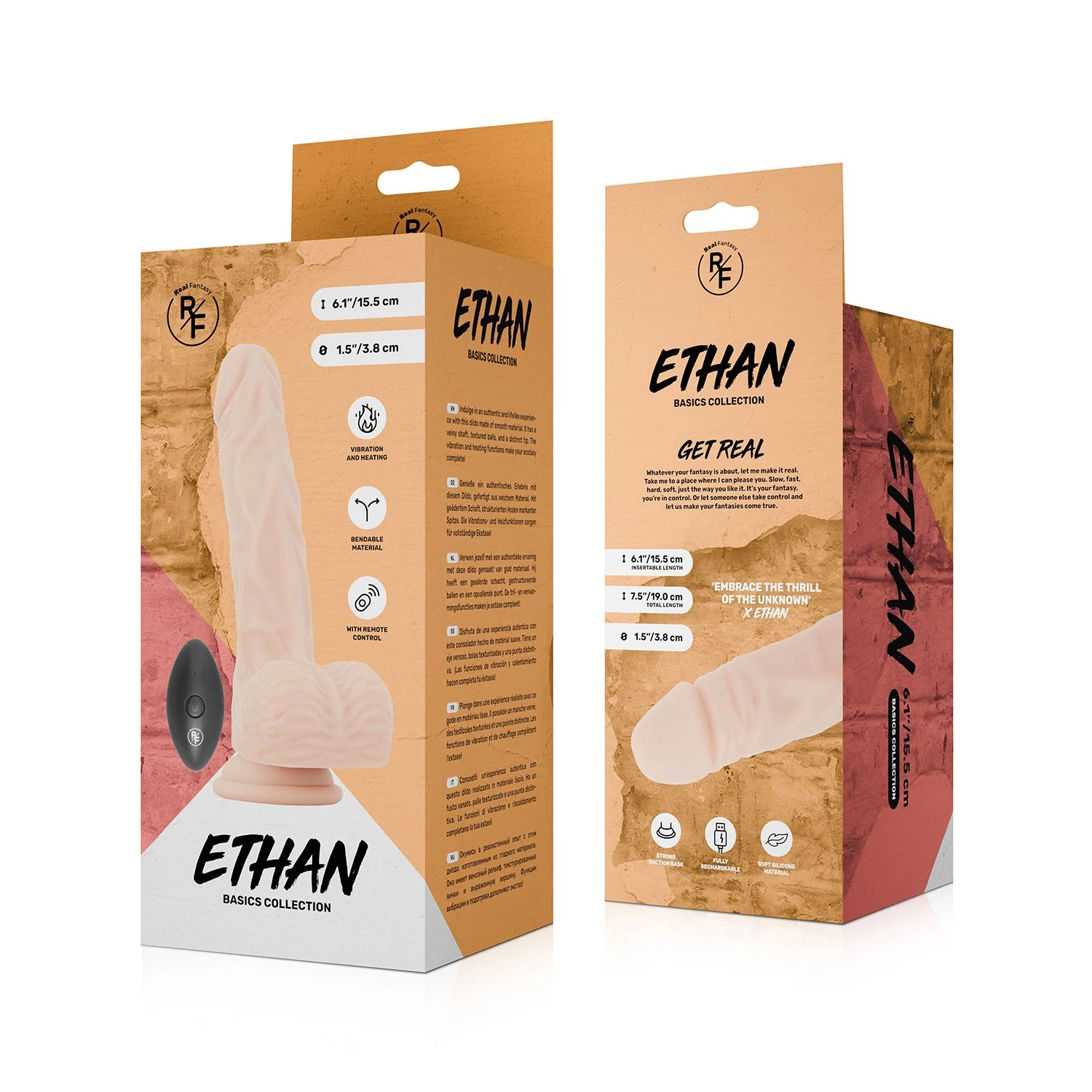 Real Fantasy Ethan verwarmbare vibrerende dildo voor vaginale stimulatie
