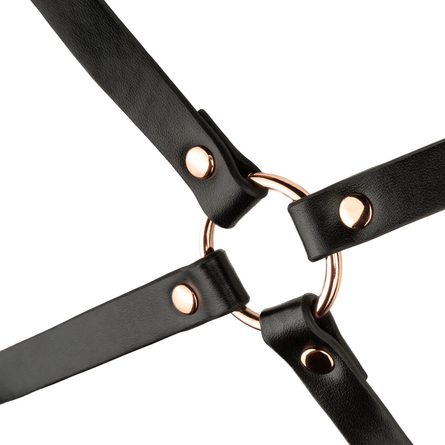 Kunstleren bondage harnas zwart met bevestigingsring