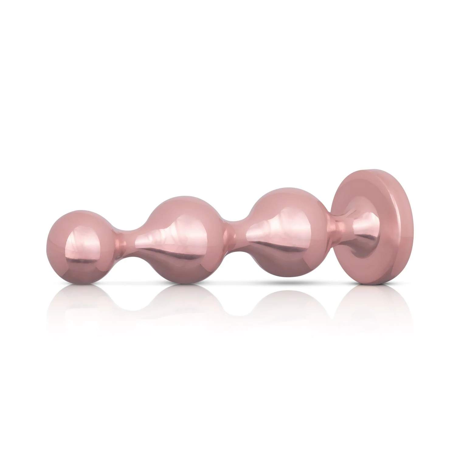 Roségouden anaal toy set met drie gladde kralen per plug