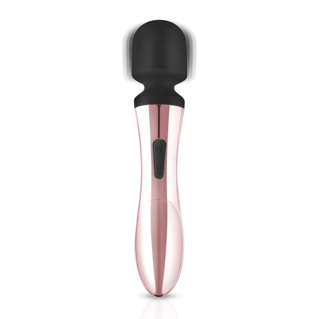 Rosy Gold wand vibrator Nouveau Curve Massager in goud, roze en zwart