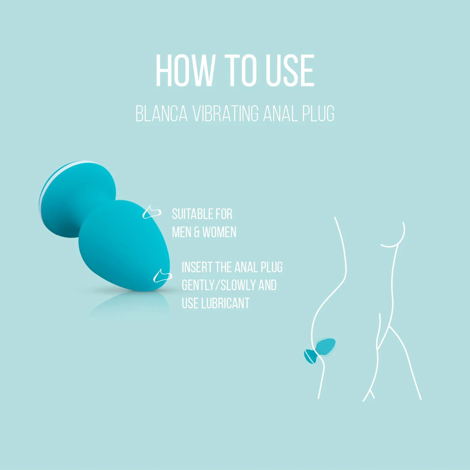 Blauwe Teazers Blanca anaalplug, USB-oplaadbaar en waterproof