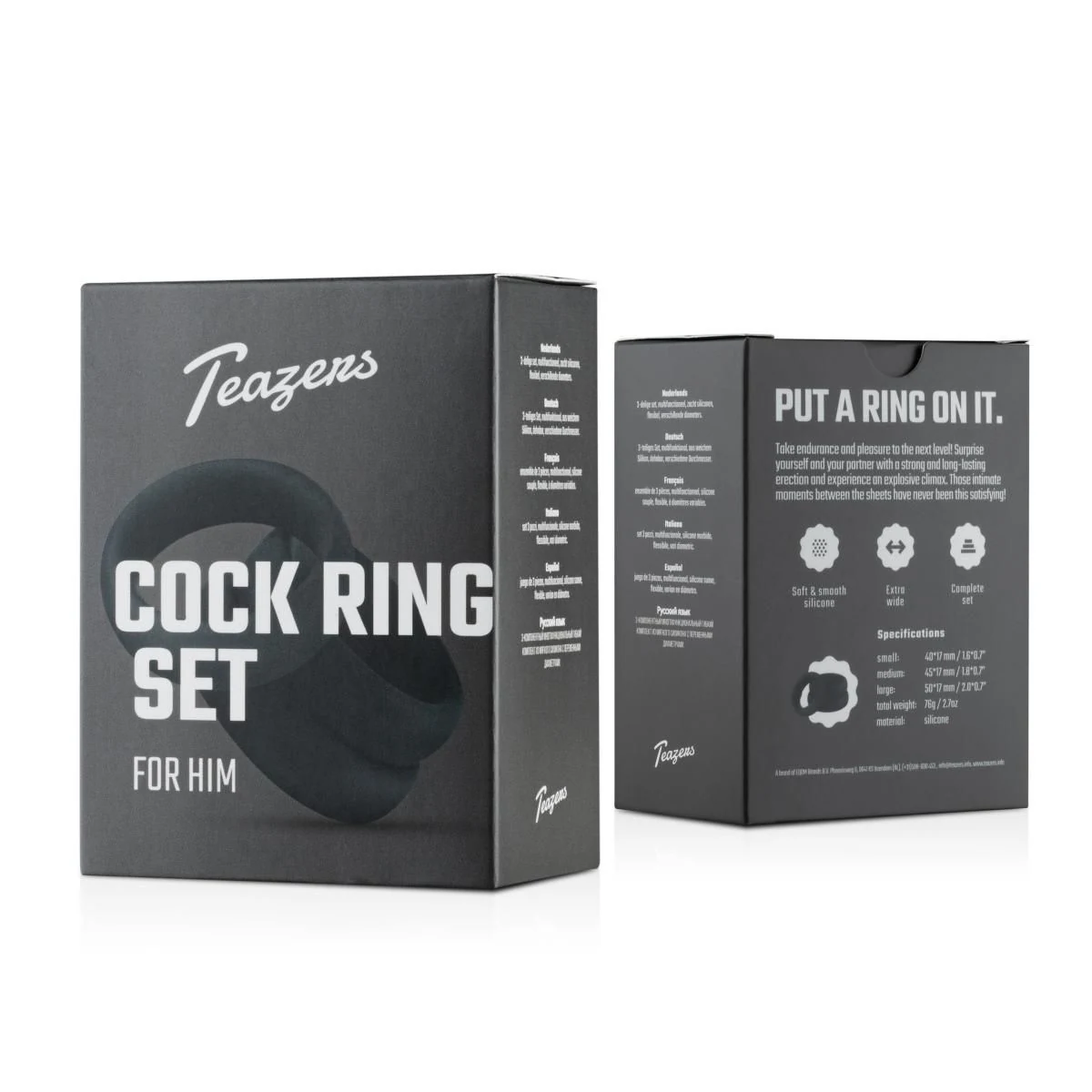 Teazers set cockringen van zijdezacht siliconen