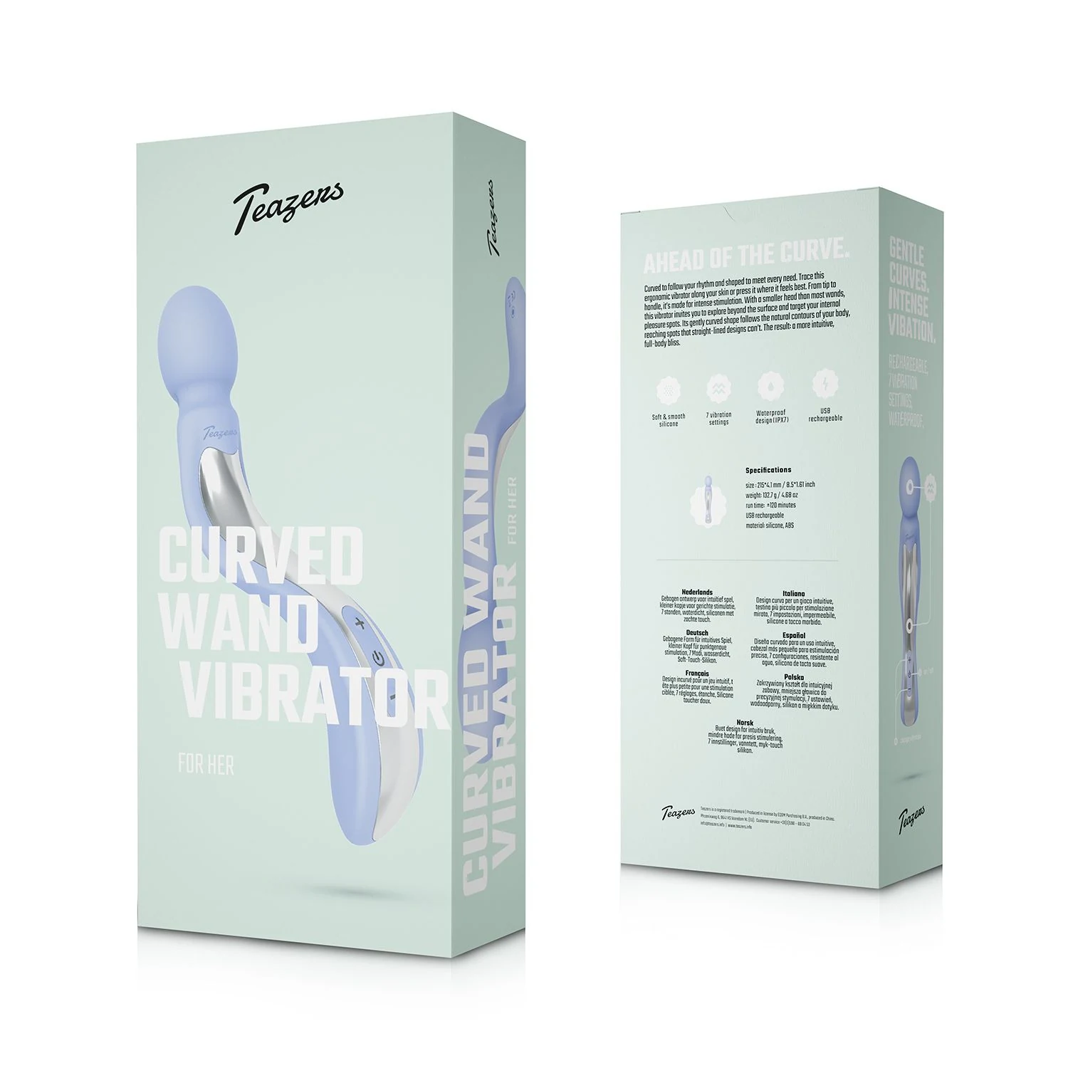Teazers Curved Wand Vibrator met buitendiameter van 215 mm