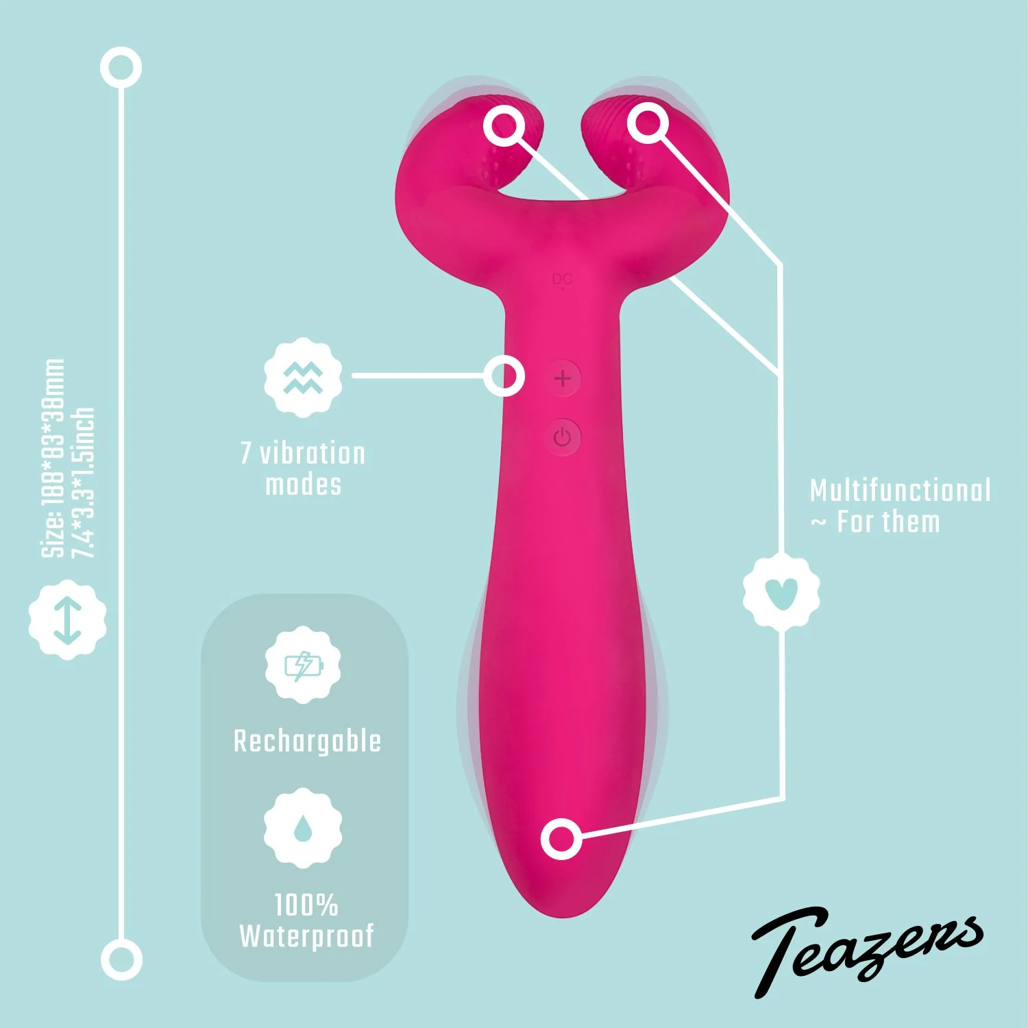 Teazers Pair Vibrator voor koppels Hem + Hem en Hem + Haar