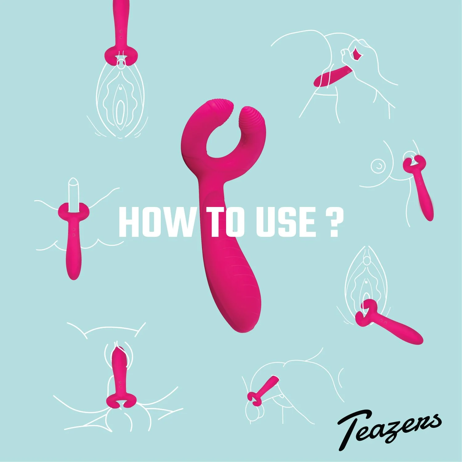 Teazers Pair Vibrator met ribbels en gebogen design