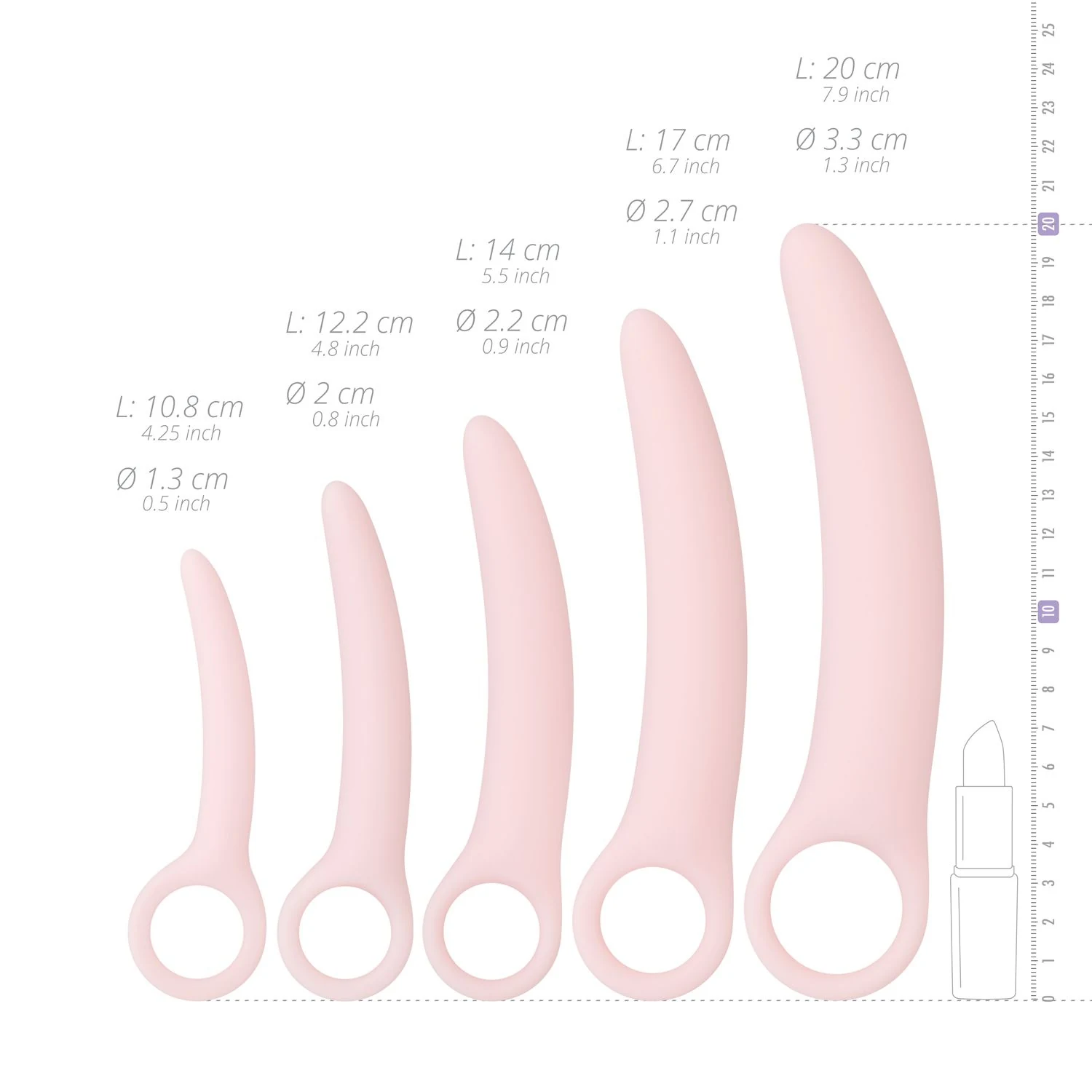 Flexibele vaginale dilators met trekring van Teazers