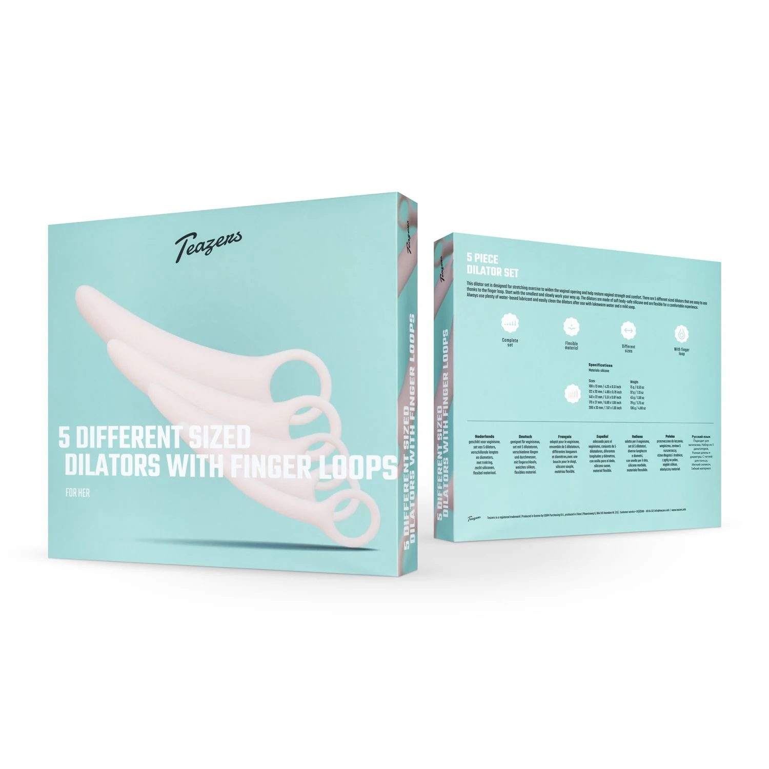 Roze siliconen dilatorset geschikt voor glijmiddel op waterbasis