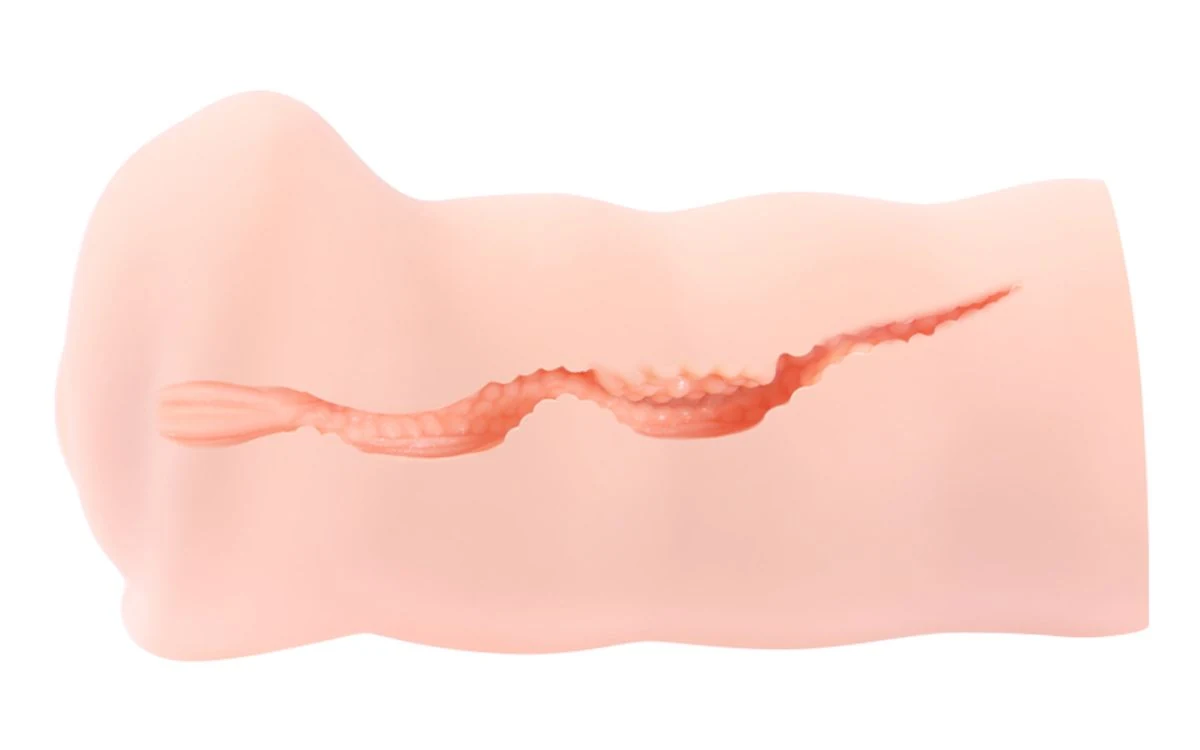 Beige Kokos masturbator met vagina-opening en zachte TPE sleeve