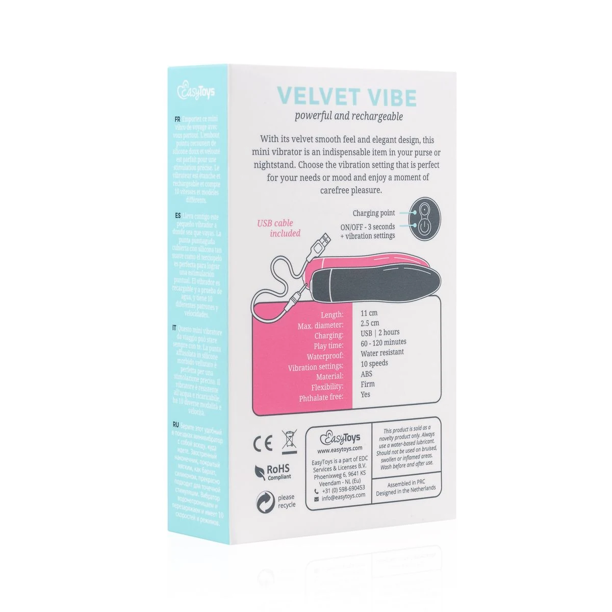 Velvet Vibe roze bullet vibrator van 110 mm lang