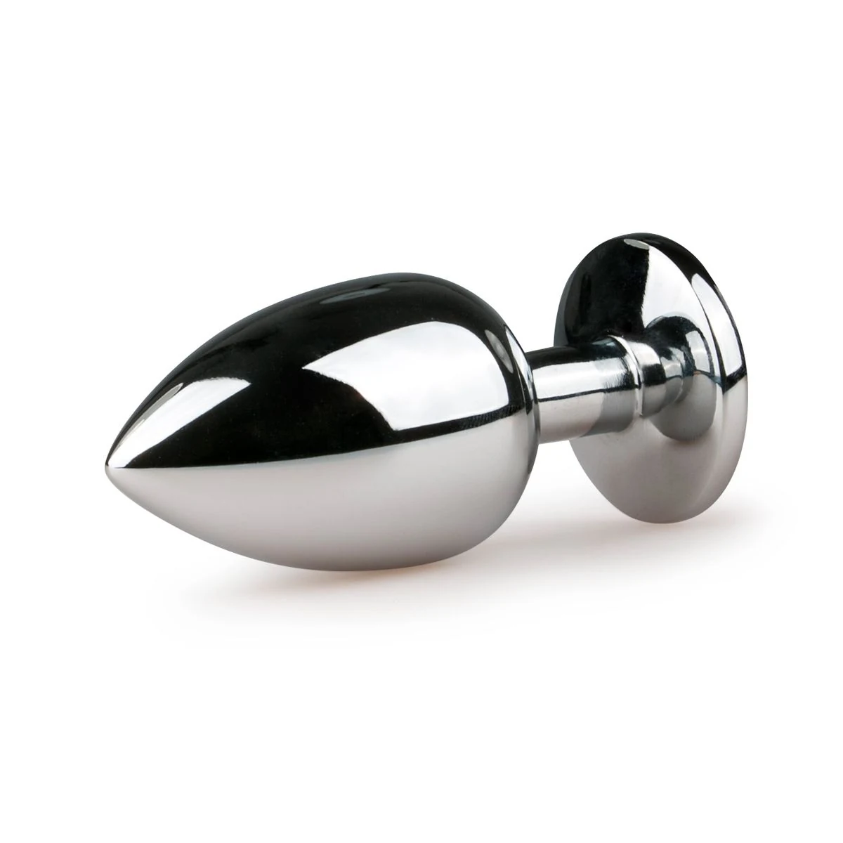 Aluminium metalen buttplug met platte onderkant en transparante steen