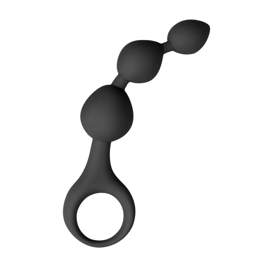 Zwarte siliconen anale kralen dildo van 15,5 cm met 3 kralen