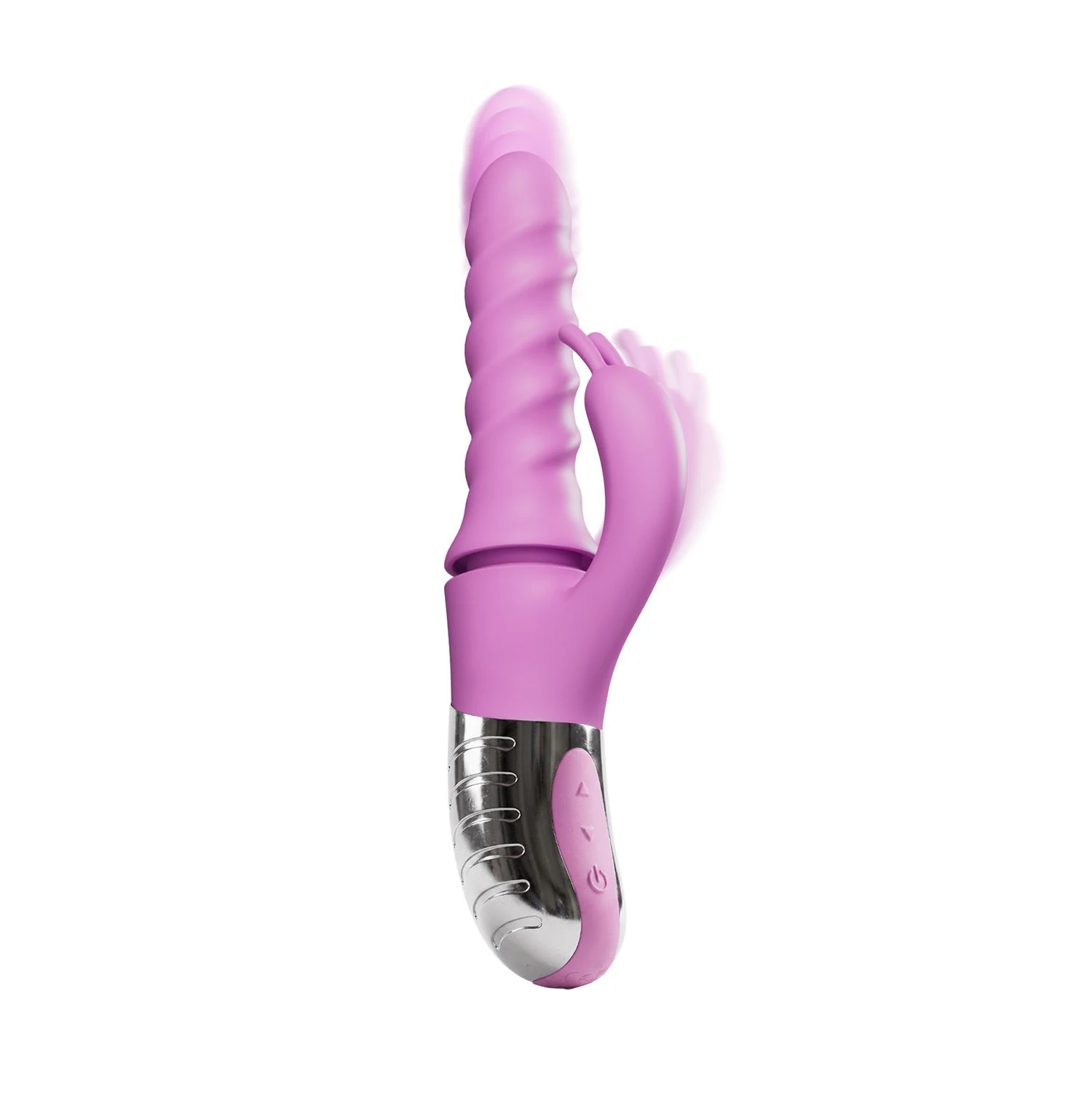 Roze vibrator met 360° rotatie, thrusting bewegingen en vibraties