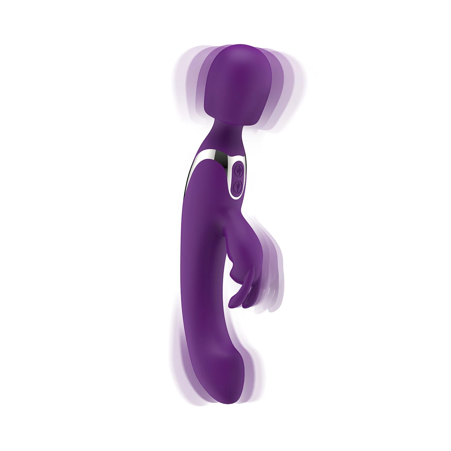 Toys Vibe 2 in 1 wand vibrator in paars met wandkop en rabbit-arm