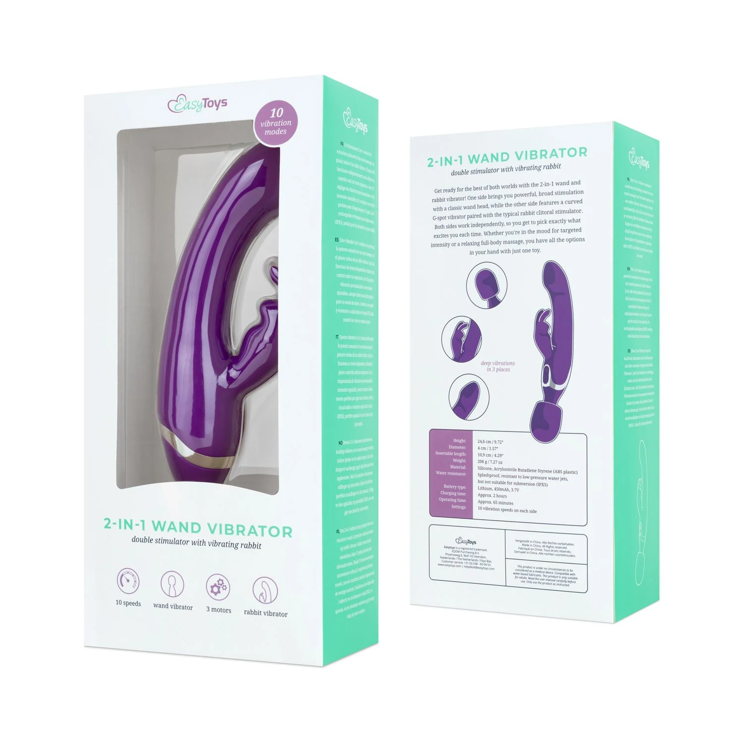 Paarse Toys Vibe 2 in 1 wand vibrator met flexibele wandkop